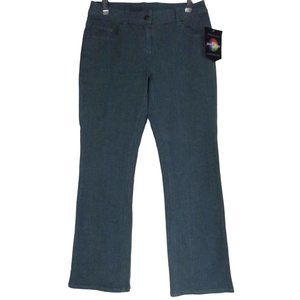 Jeanology Women 4P Green Colored Low Rise Boot Leg Jeans Newport News 4s petite
